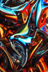 Vivid Liquid Metal Cascade: Abstract Flowing Colors - Dynamic Desktop Wallpaper