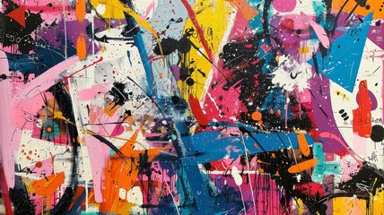 Neo-expressionism artwork with a chaotic mix of colors and shapes