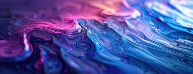 Surreal Fluid Metal: Vibrant Pastels in Blue and Purple - Abstract App Interface Background