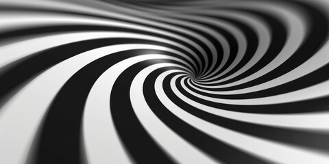 Op art black and white spiral pattern creating an optical illusion