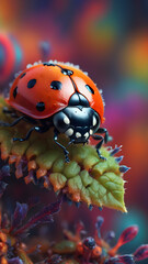 Fototapeta premium ladybird on a yellow flower