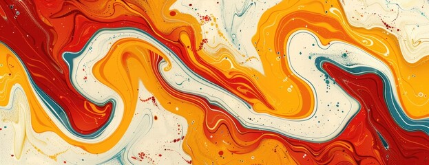 Biomorphic Blaze: Mind-Bending Red Patterns with Free-Flowing Lines in Blue and Yellow - Algorithmic Art Desktop Background