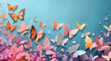パステルカラーの蝶の切り紙