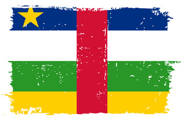 Central African Republic flag - vector flag with stylish scratch effect and white grunge frame.