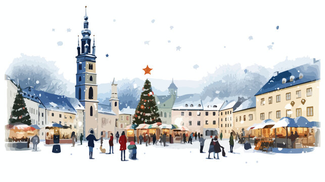 Picture of Christmas Eve in Olomouc flat vector