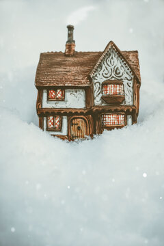 Ceramic Cottage In Snow