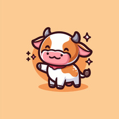 Cow Cute Mascot Logo Illustration Chibi Kawaii is awesome logo, mascot or illustration for your product, company or bussiness