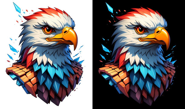 Eagle head Mascot Logo Design Concept, isolated, Transparent, clipart, DTF. T-shirt Design.