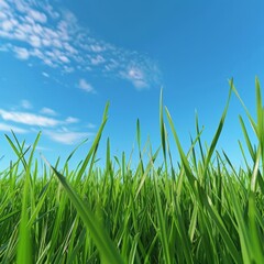 Obraz premium Lush Green Grass Field Under Blue Sky