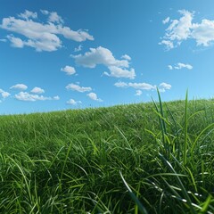 Obraz premium Grassy Field Under Blue Sky With Clouds