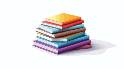 Rendering of a stack of multicolored books flat vector