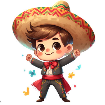 Mexican Boy with sombrero PNG, Happy Cinco De Mayo Clipart
