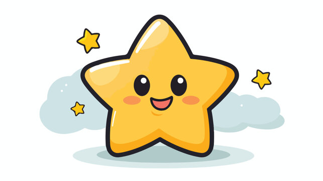 retro cartoon star with thought bubble flat vector isolated