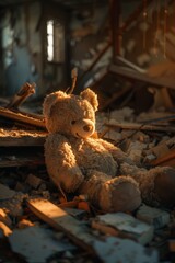 Teddy Bear Amidst Rubble