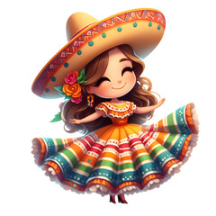 Cute Cartoonish Cinco De Mayo Dancer PNG Clipart Mexican Festival Dancer PNG Mexican Fiesta Clipart