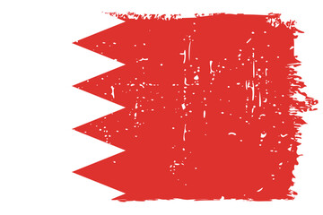 Bahrain flag - vector flag with stylish scratch effect and white grunge frame.