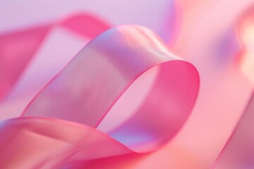 A close up of a pink ribbon elegantly flowing on a soft pink background, creating a mesmerizing and graceful display.