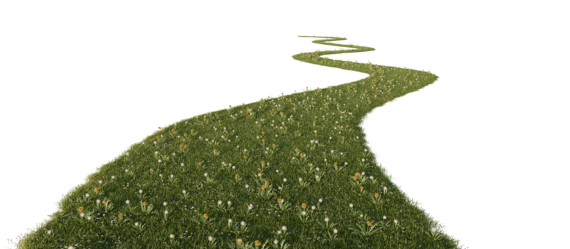 Grass path isolated on transparent background. 3D rendering. - Powered by Adobe