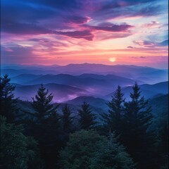 Sunset Over Mountain Peaks