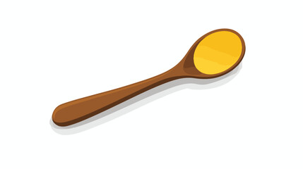 Simple flat vector icon of a yellow honey spoon 