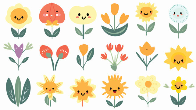 Silly cartoon flowers plants fruits 