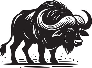 Buffalo line art silhouette vector illustration