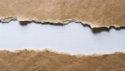 ripped paper on wood background with space for text or image.
