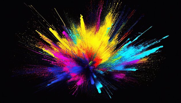 Colorful explosion of colored powder on a black background. Abstract background