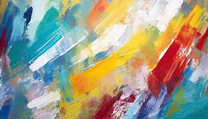 Fototapeta premium abstract multicolored brush strokes painted on canvas close-up