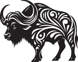 Buffalo line art silhouette vector illustration