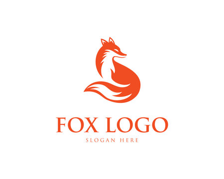 Fox animal mascot logo design template vector illustration.