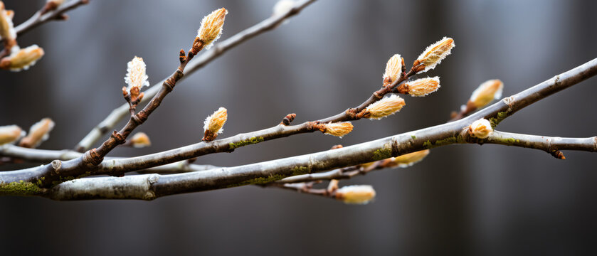 A beautiful closeup of a common black alder branches i