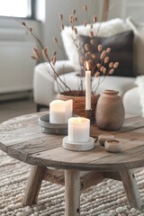 Obraz na płótnie Canvas Coffee Table With Candles