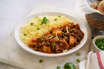 Homemade Beef keema | Alu matar kheema with rice and roti
