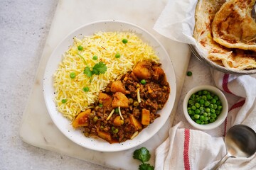 Homemade Beef keema | Alu matar kheema with rice and roti