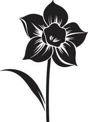 Daffodil Flower Silhouette Vector Illustration White Background