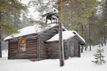 Idre mountain chapel in winter