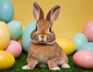 A Rabbit with its Easter Eggs