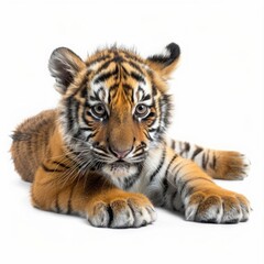 Fototapeta premium one tiger cub on a white background.