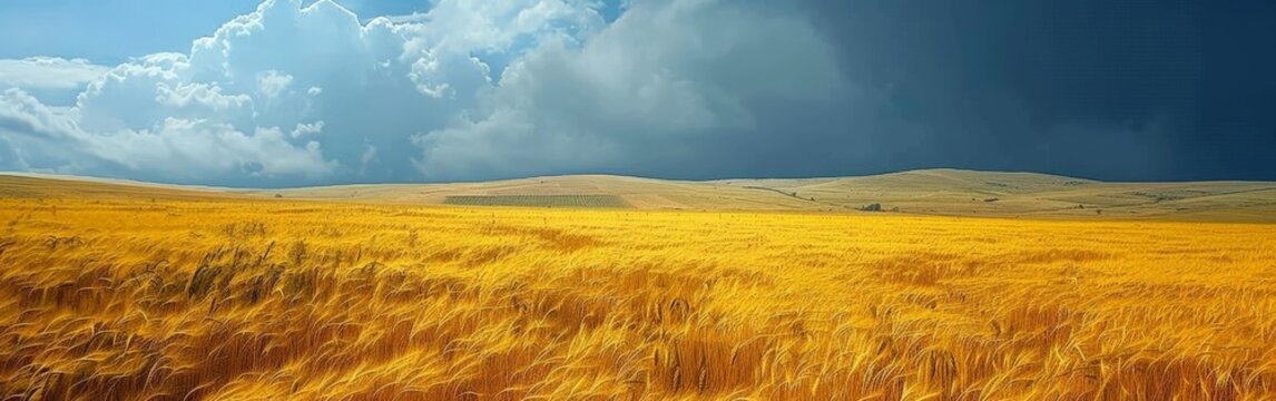 Field of Wheat Under Cloudy Sky