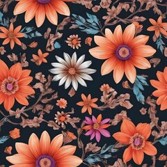  Seamless random flower pattern background materials for women clothes wallpaper digital printing textile 
