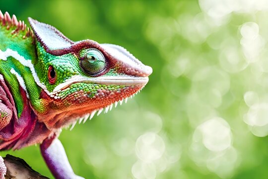 Lizard Families Chameleon Bright Vivid Exotic Climate Green Cut Animals