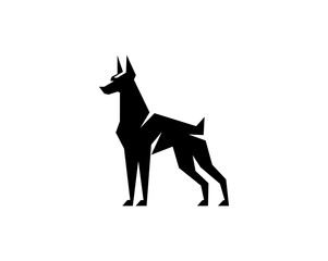 Vector illustration of Doberman silhouette on white background