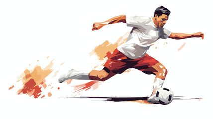 Fototapeta na wymiar Soccer player kicking a ball during a football match