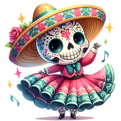 Cute Cartoonish Cinco De Mayo Dancer PNG Clipart PNG Let's Fiesta Clipart Mexican Festival Dancer