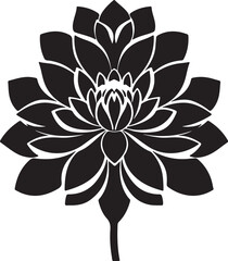 Dahlia Flower Silhouette Vector Illustration White Background