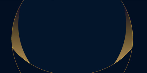 Abstract curve overlapping on dark blue background with glitter and golden lines glowing dots golden combinations. Luxury and elegant design.
