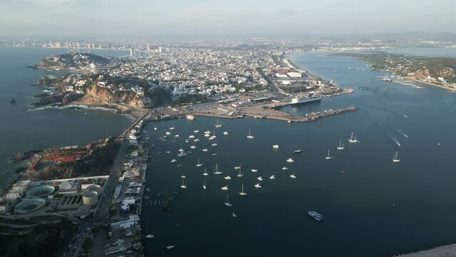 Aerial cityscape of Mazatlan Sinaloa State Mexico pacific coastline 