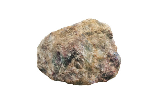 Fluorite mineral specimen isolated on white background.