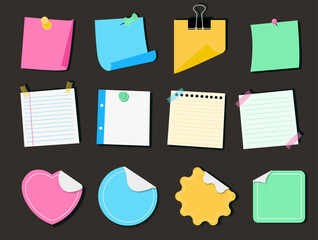 adhesive notes, decorative sticky notes vector, school sticky notes